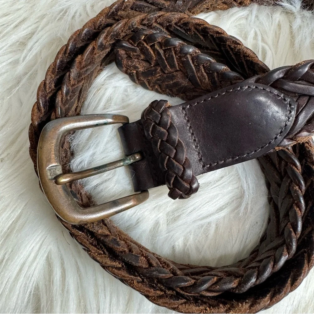 Full Grain Leather Braided Belt Men’s 36 Made in Turkey